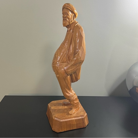 Vintage Quebec Folk Art Old Man Wood Sculpture signed by artist - Picture 9 of 15